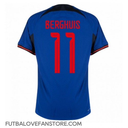 Holandsko Steven Berghuis #11 Vonkajší futbalový dres MS 2022 Krátky Rukáv